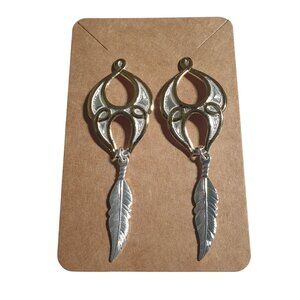 Gold Silver Drop Earrings Feather Dangle Design Stud Boho Chic Pierced Jewelry